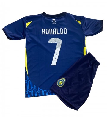 Al-Nassr Cristiano Ronaldo #7 Borta Kläder Barn 2024-25 Kortärmad (+ Korta byxor)